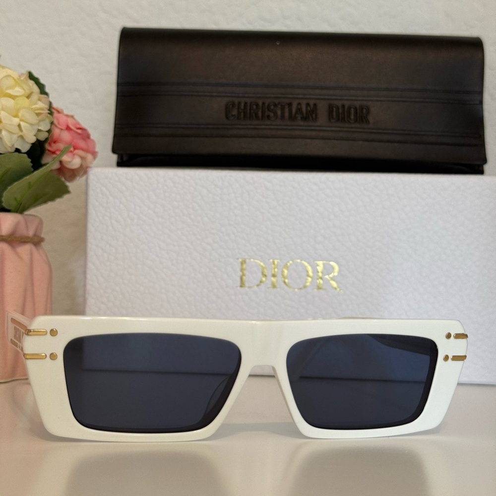Dior White Sunglasses with Dark Lenses